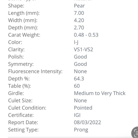 Beautiful Pear Shaped Diamond Engagement Ring - Picture 4 of 9